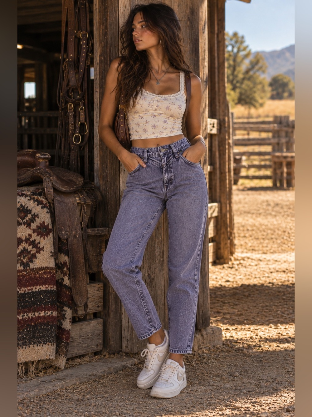 Vintage Rocky Mountain Bareback Jeans Purple Yoke High Waist 32/13